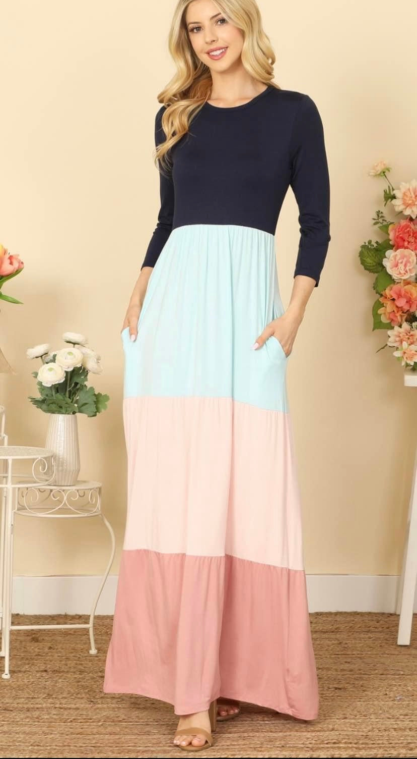 Colorblock Maxi Dress